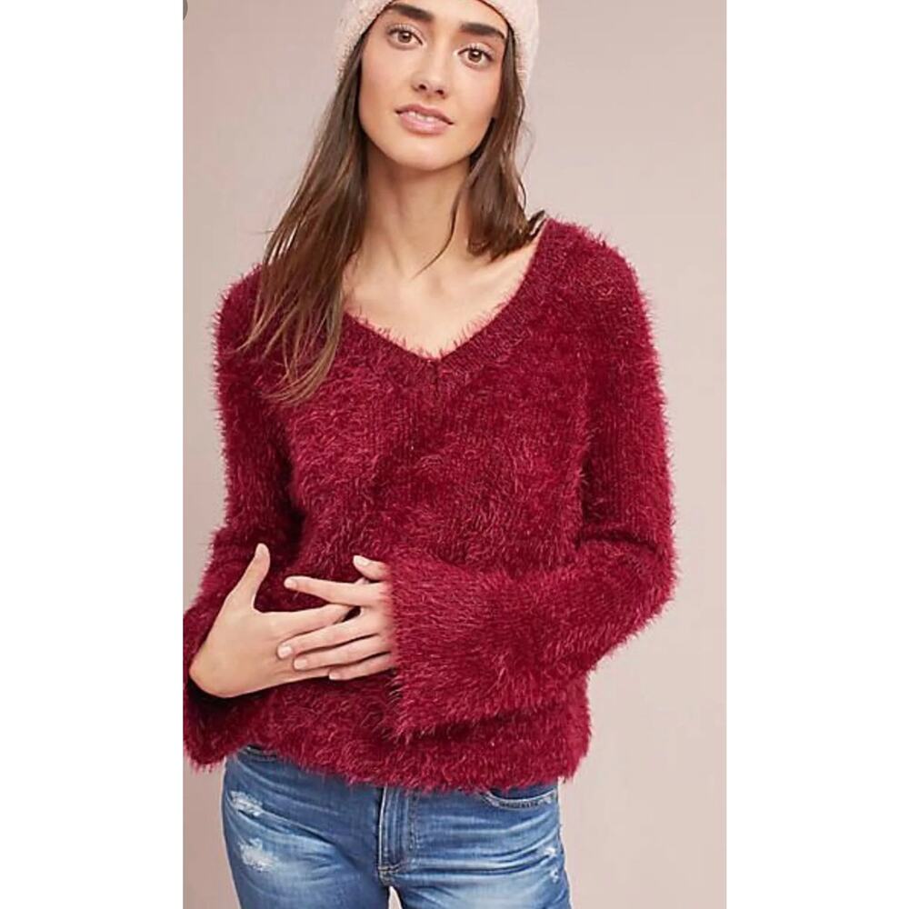Anthropologie MOTH Bell Sleeve Eyelash Sweater Small
